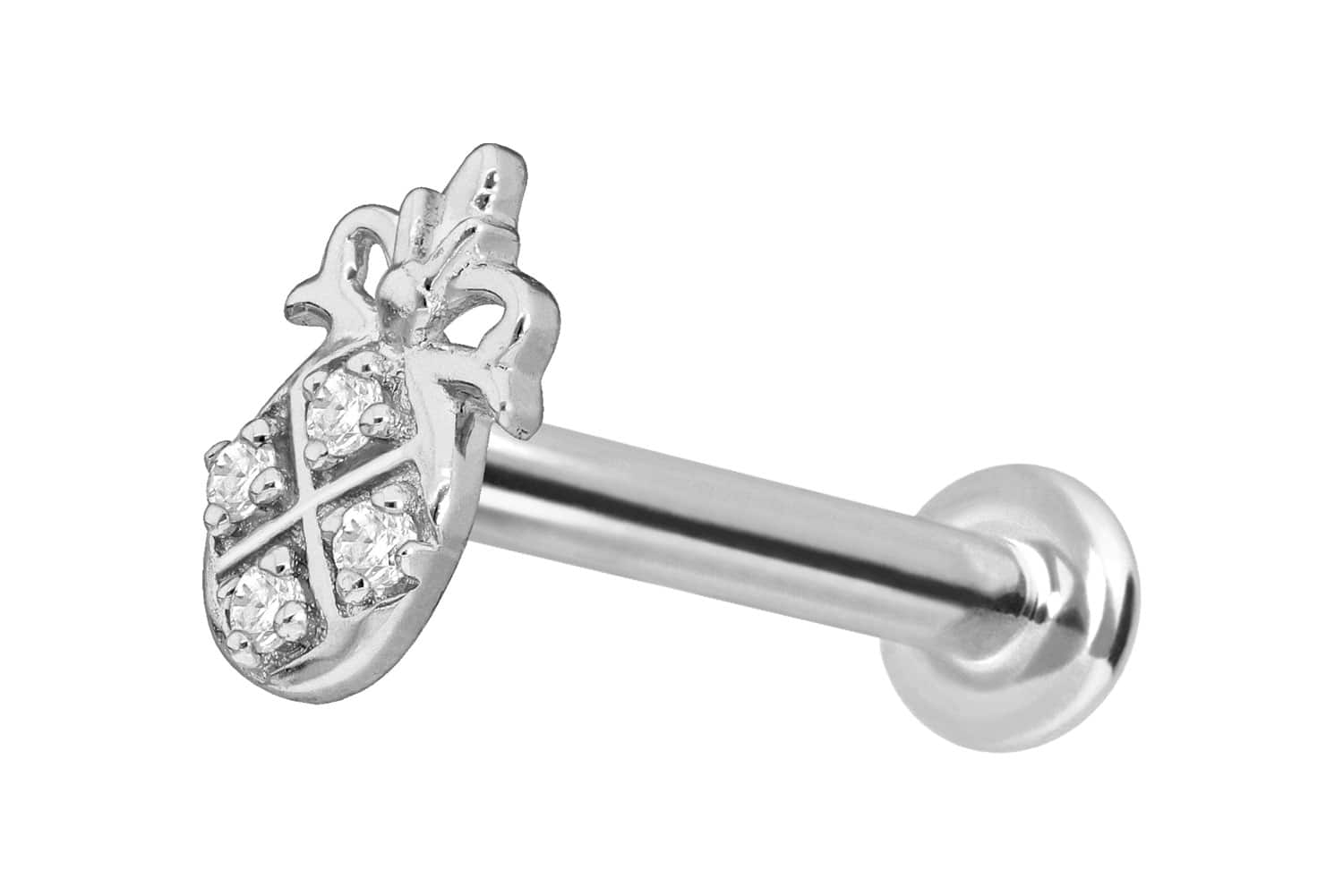 14 Karat Gold Labret Piercing mit Innengewinde MOISSANIT-ANANAS